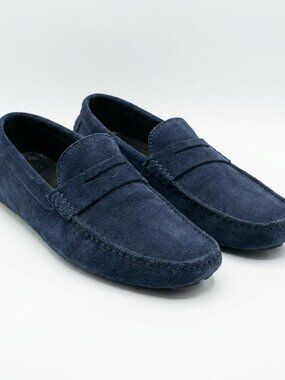 Luxury Shoes - a. testoni Suede - Lola Navy Slip On Driving Shoes - Size 10